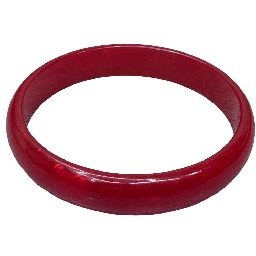Vintage Cherry Red Bakelite Bangle Bracelet 7.75” Lightweight Retro TESTED